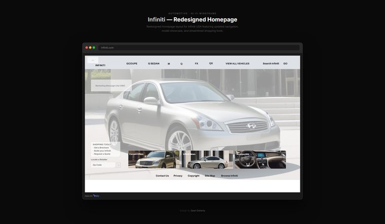 Homepage redesigned, Infiniti Motors