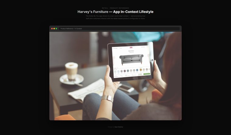 App in context, in store, Harvey's Furniture