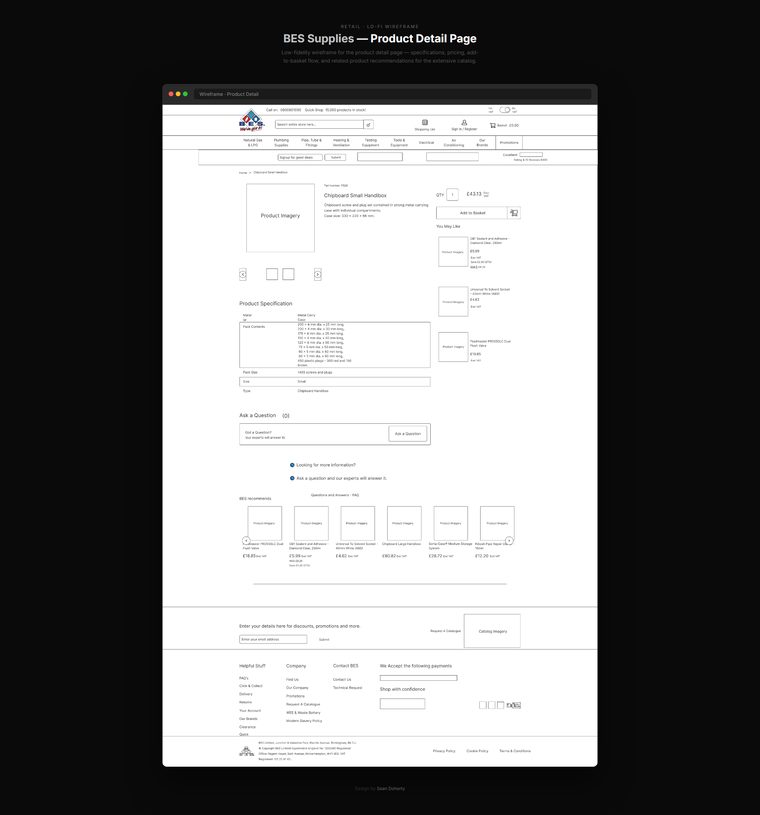Product detail page, BES Supplies