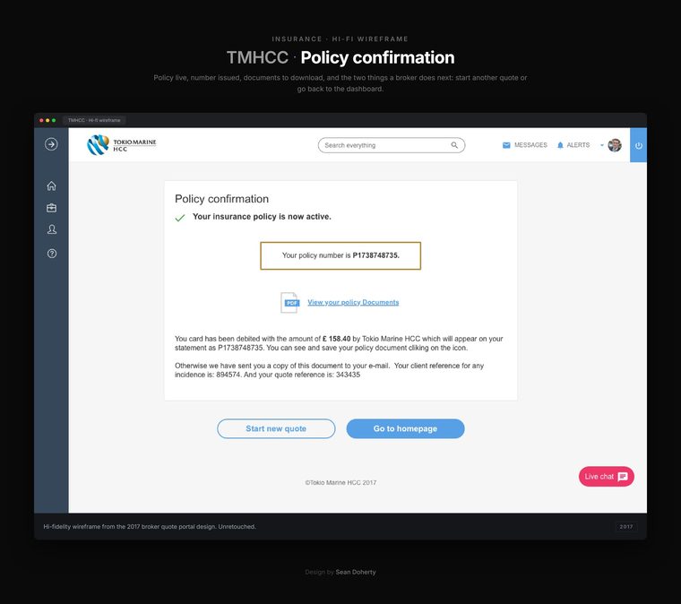 Policy confirmation, TMHCC Specialty Insurance