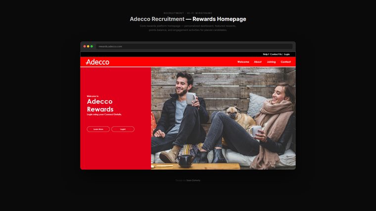 Rewards homepage, Adecco