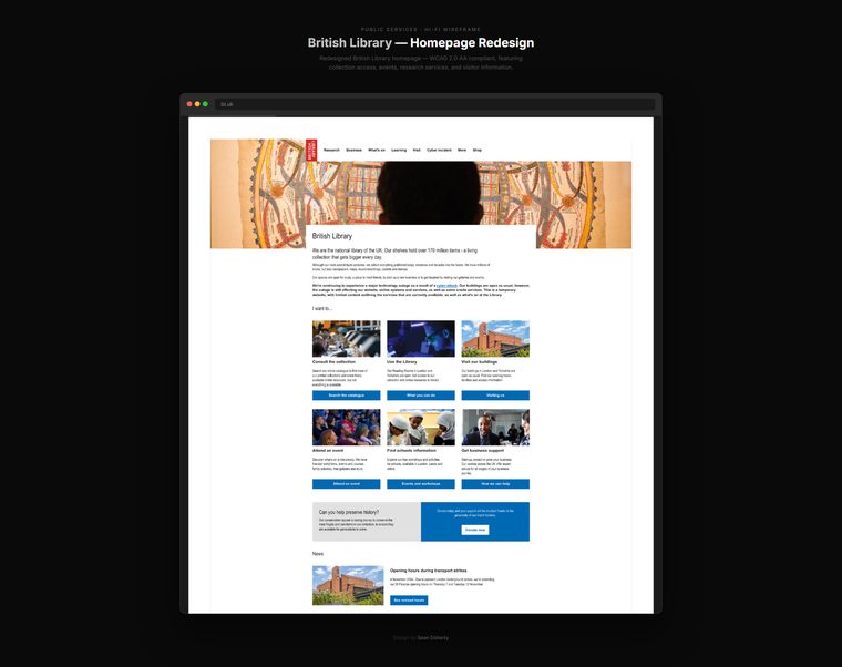Homepage redesign, British Library