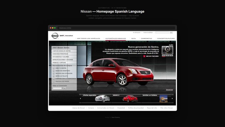 Homepage spanish, Nissan