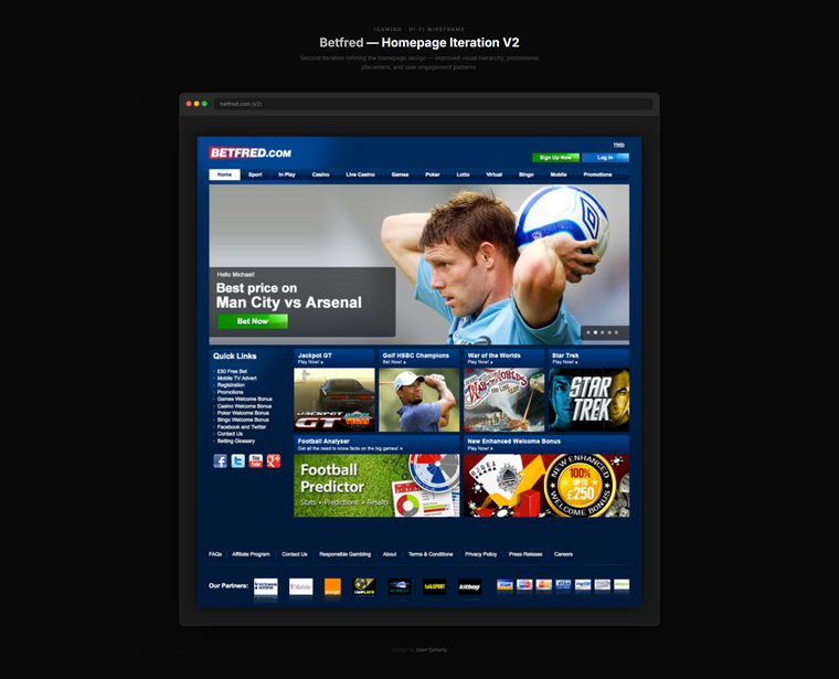 Homepage, iteration two, Betfred