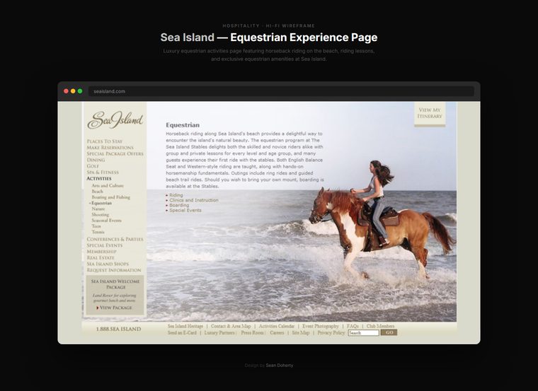 Equestrian page, Sea Island Resorts