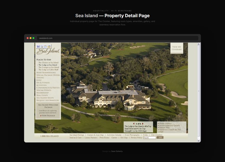 Property page, Sea Island Resorts