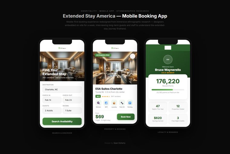 Mobile booking app, Extended Stay America