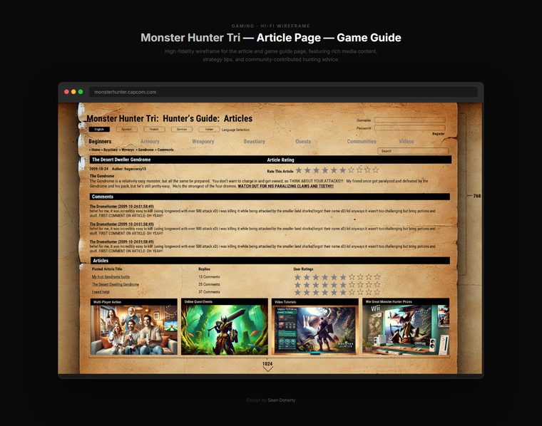 Article page, Monster Hunter Tri