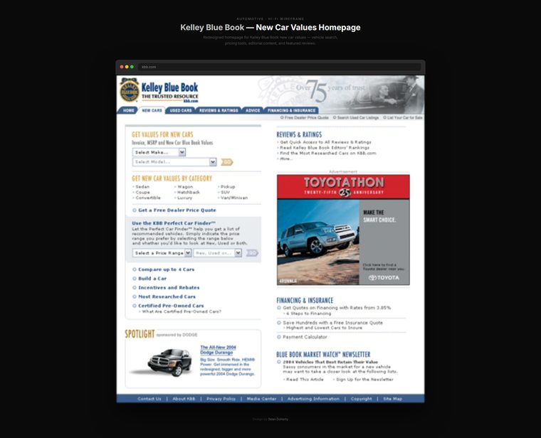 New car values homepage, Kelly Blue Book