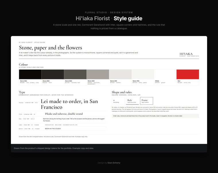 Style guide, Hi'iaka Florist