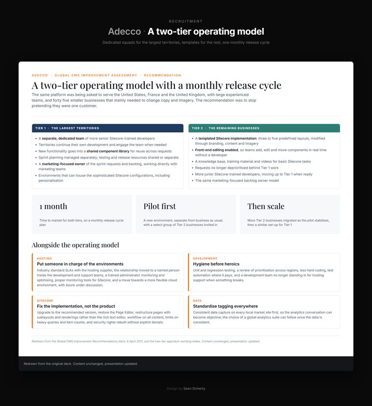 A two-tier operating model, Adecco